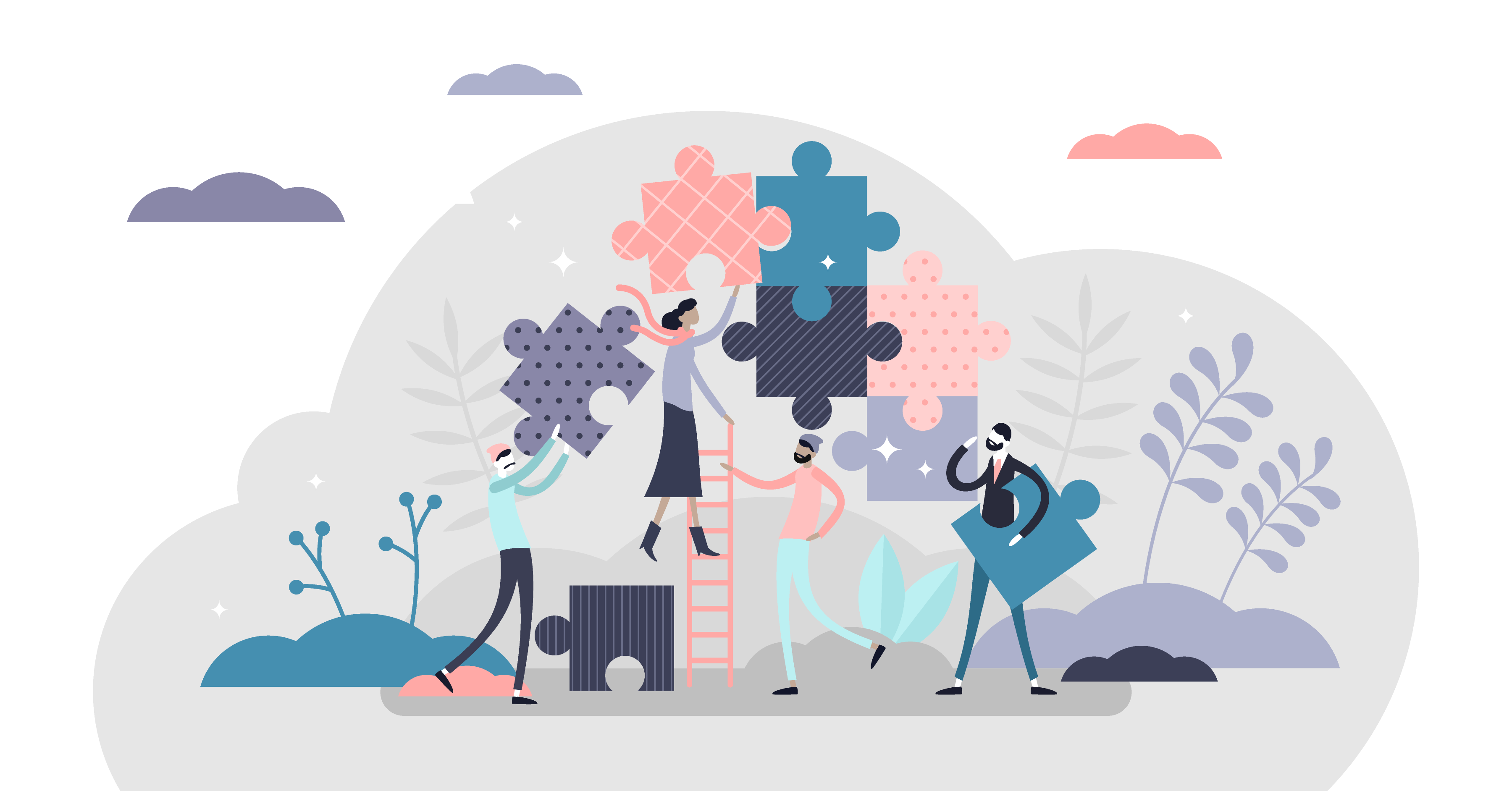 People working together on a puzzle