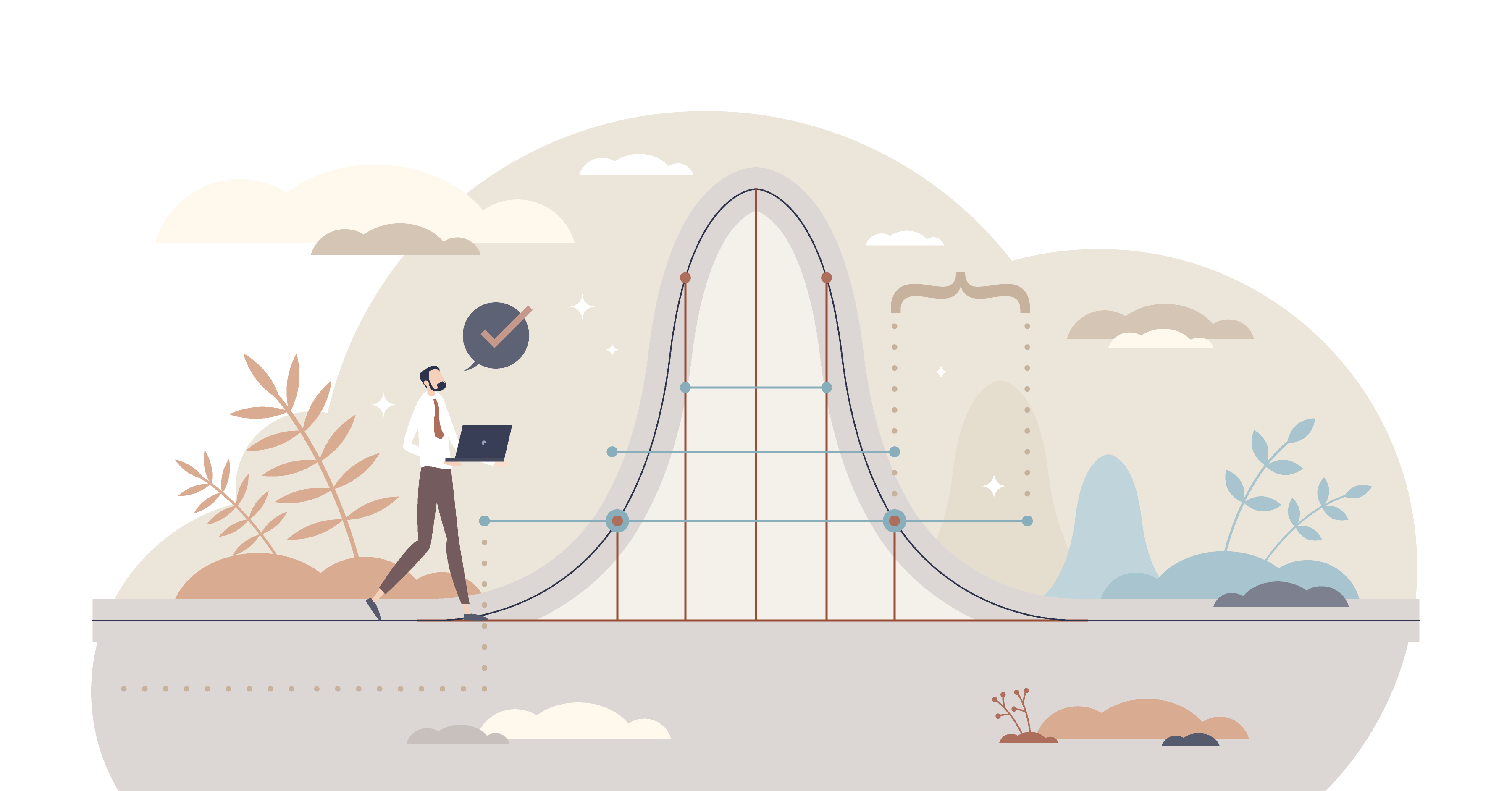 Man studying a normal distribution plot