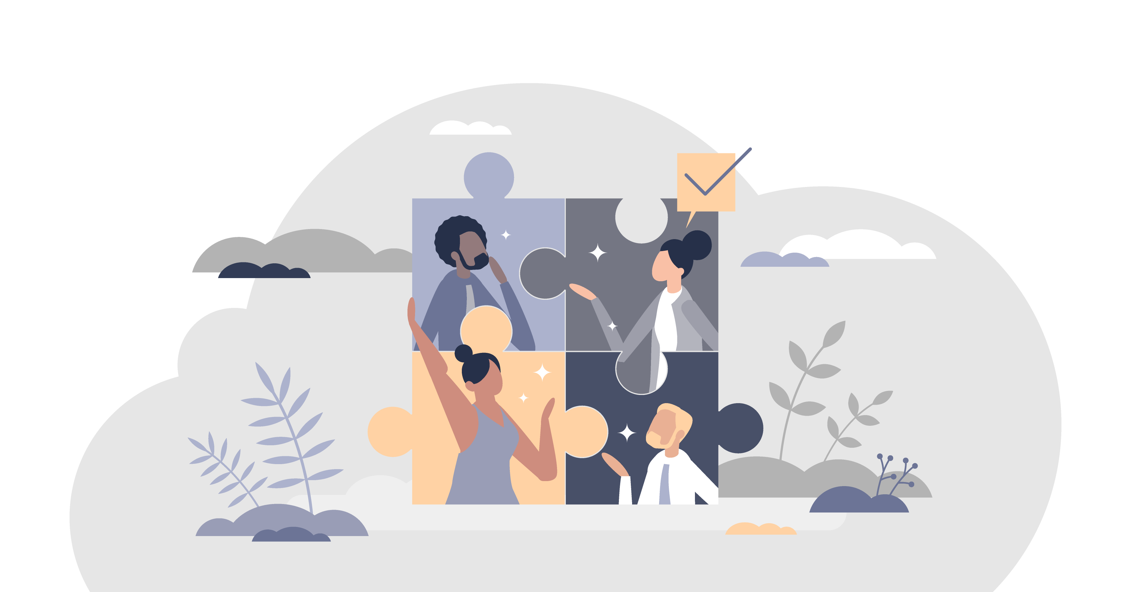 People working together as part of a bigger puzzle