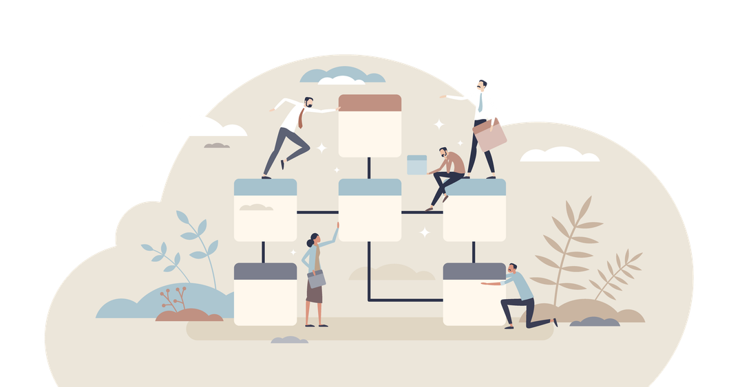 People looking at files and connecting them together