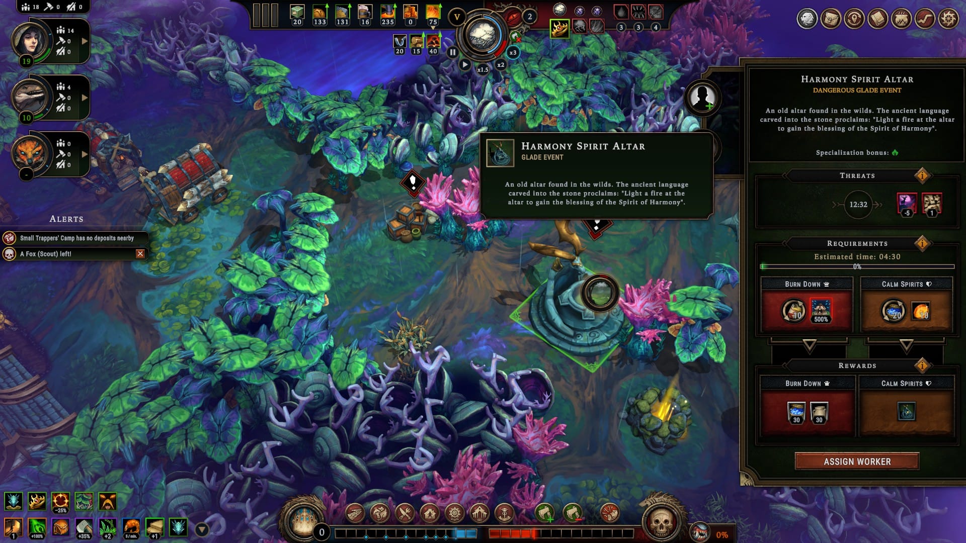 A screenshot of a building labeled "spirit altar" in a glade.