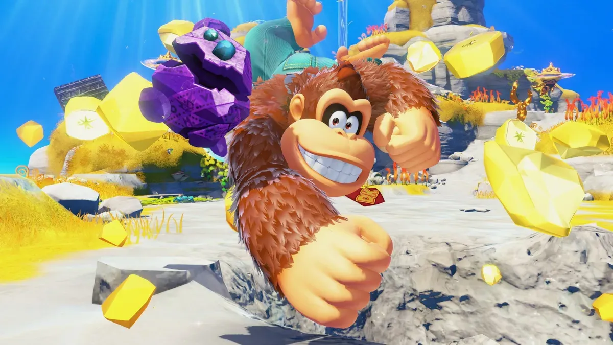 A screen shot from Donkey Kong Bananza