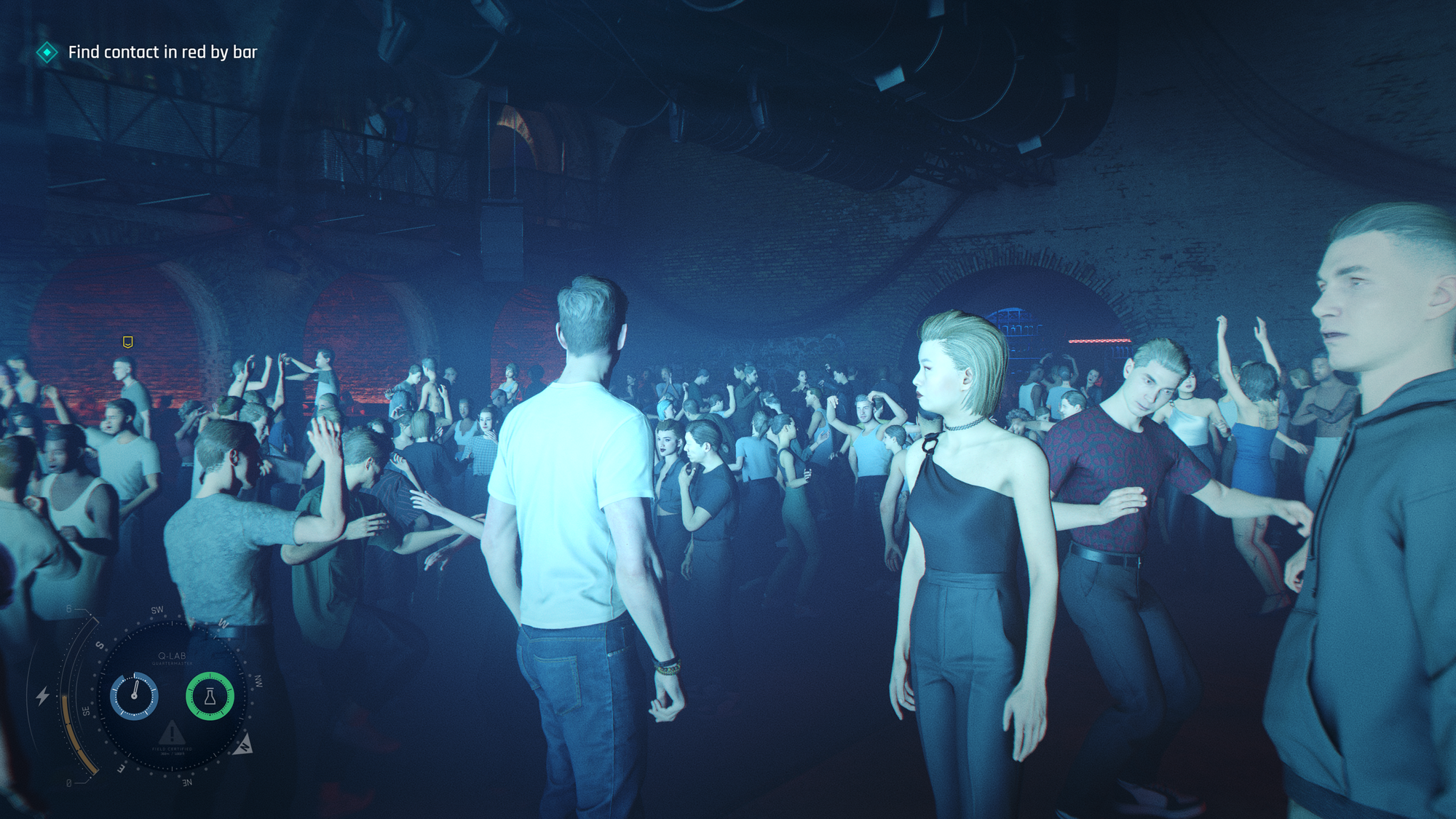 A club is briefly lit by strobing LED light panels