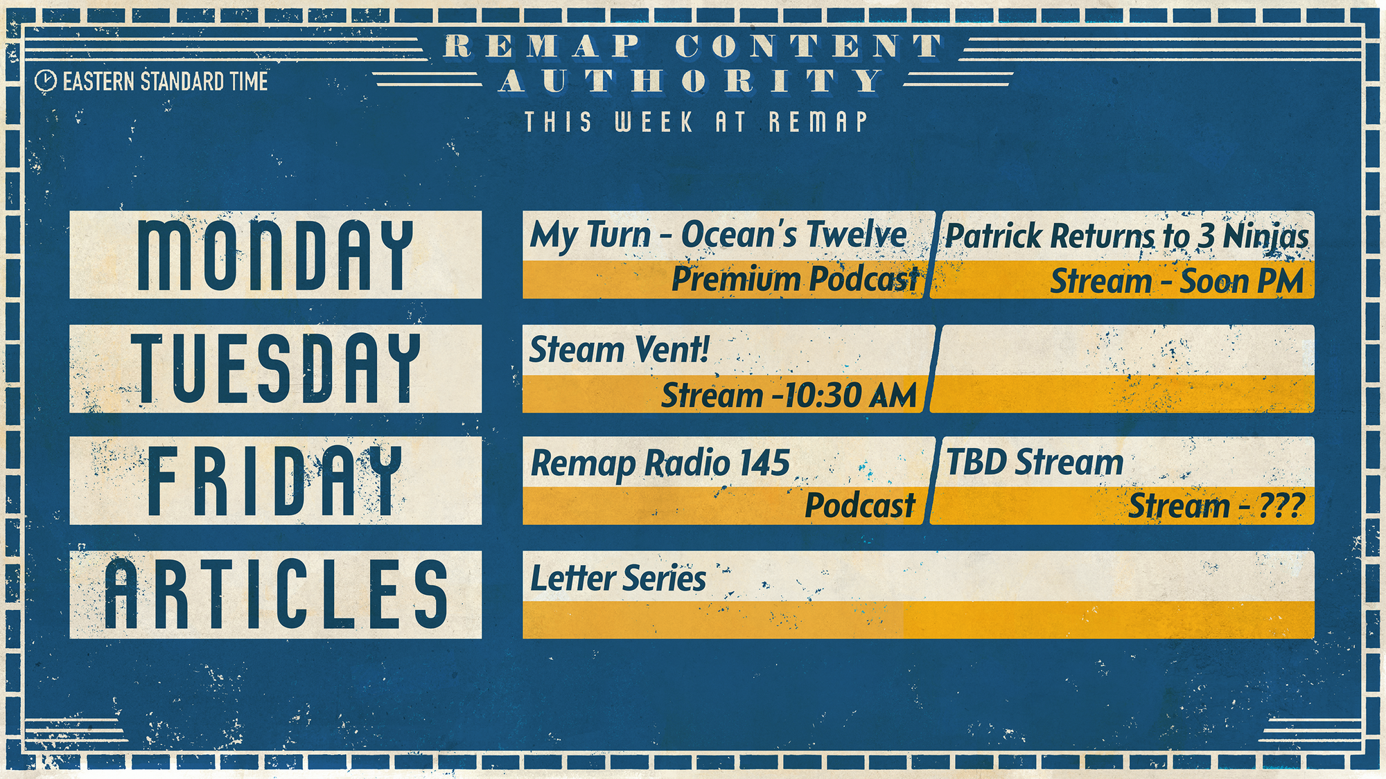 An image of Remap's upcoming schedule