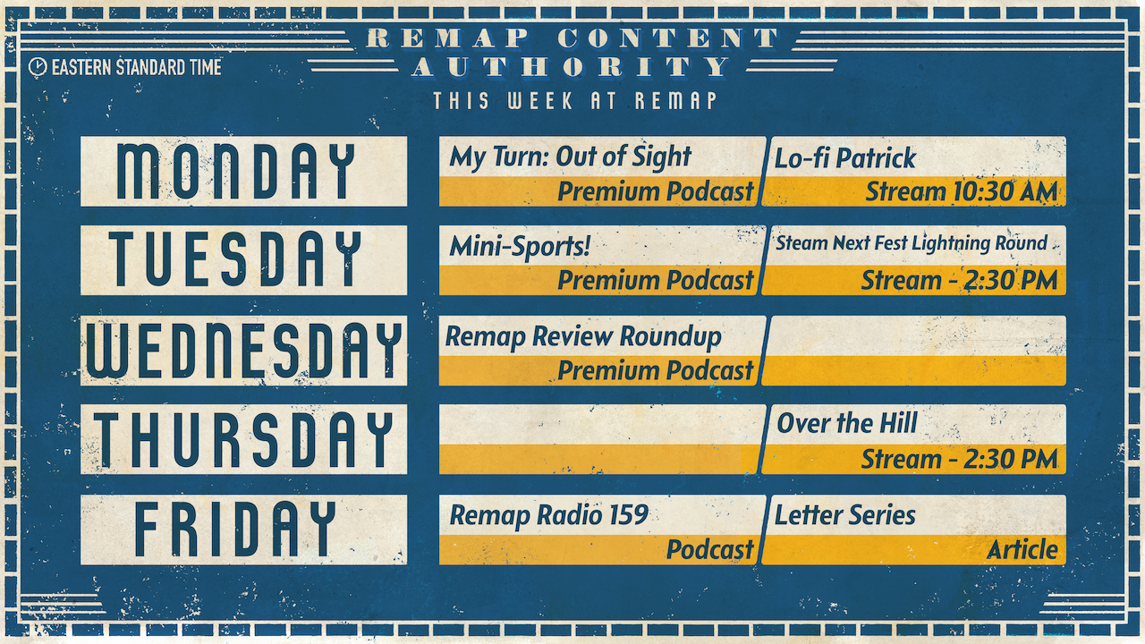 The schedule for Remap this week