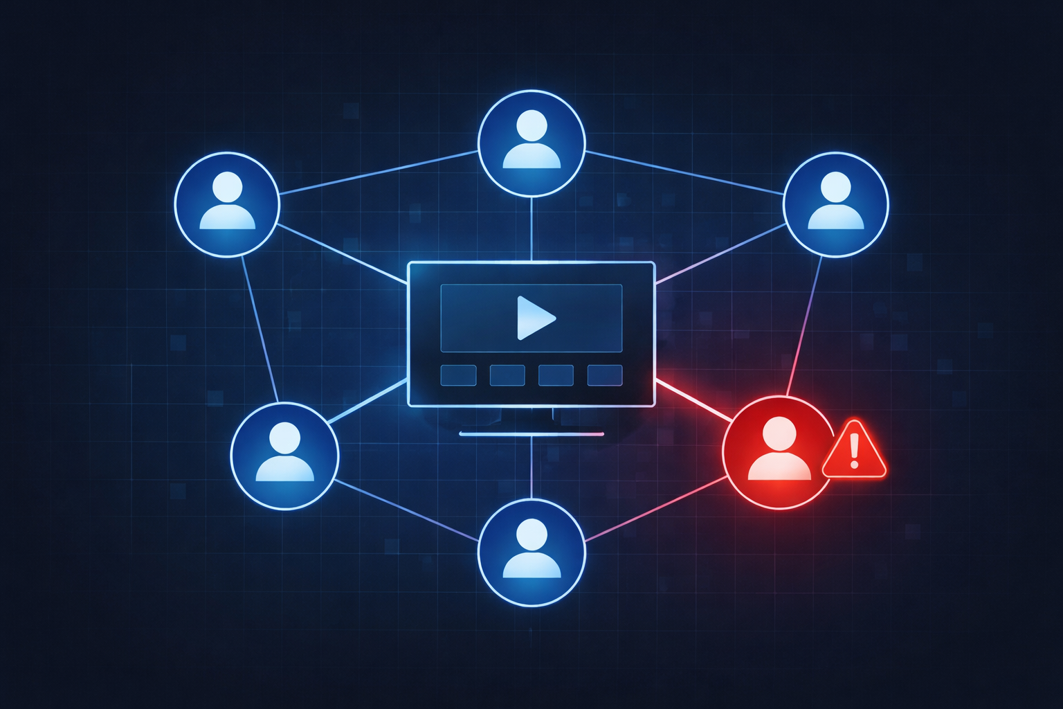 3D render of an open safe filled with files on a blue circuit board, with a red laser beam shooting from the lock, symbolizing unauthorized access to Roku user accounts.