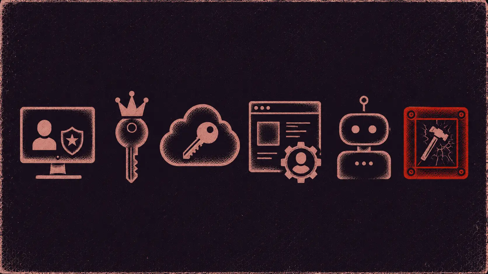 Six privileged account types — local admin, domain admin, cloud root, app admin, service account, break-glass.