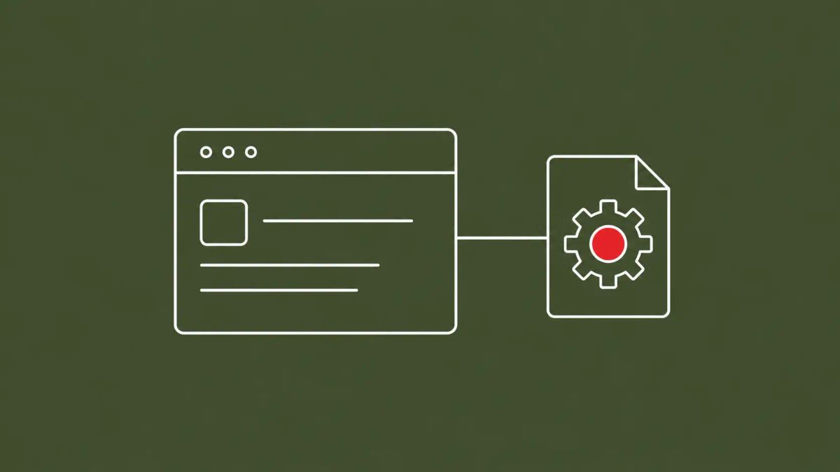 Line-art app window with a shield and an OFF toggle switch, a gear-marked config file feeding in, three rat silhouettes below; the toggle holds a red dot.