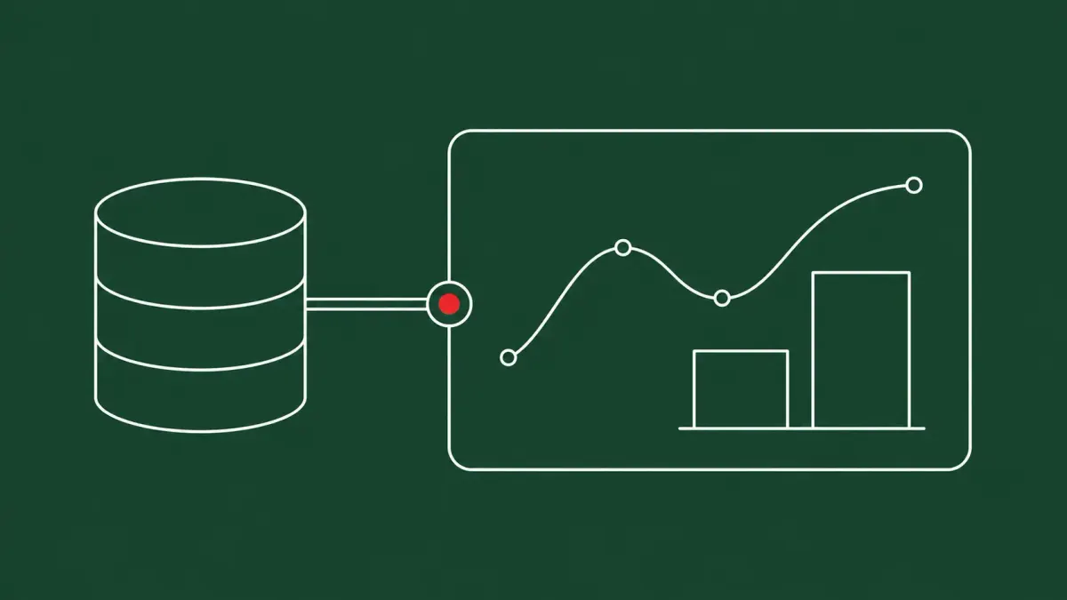 Flat white line-art of a large dashboard panel beside an open data pipeline, on a Forest Green background — Splunk Enterprise critical vulnerability patch.