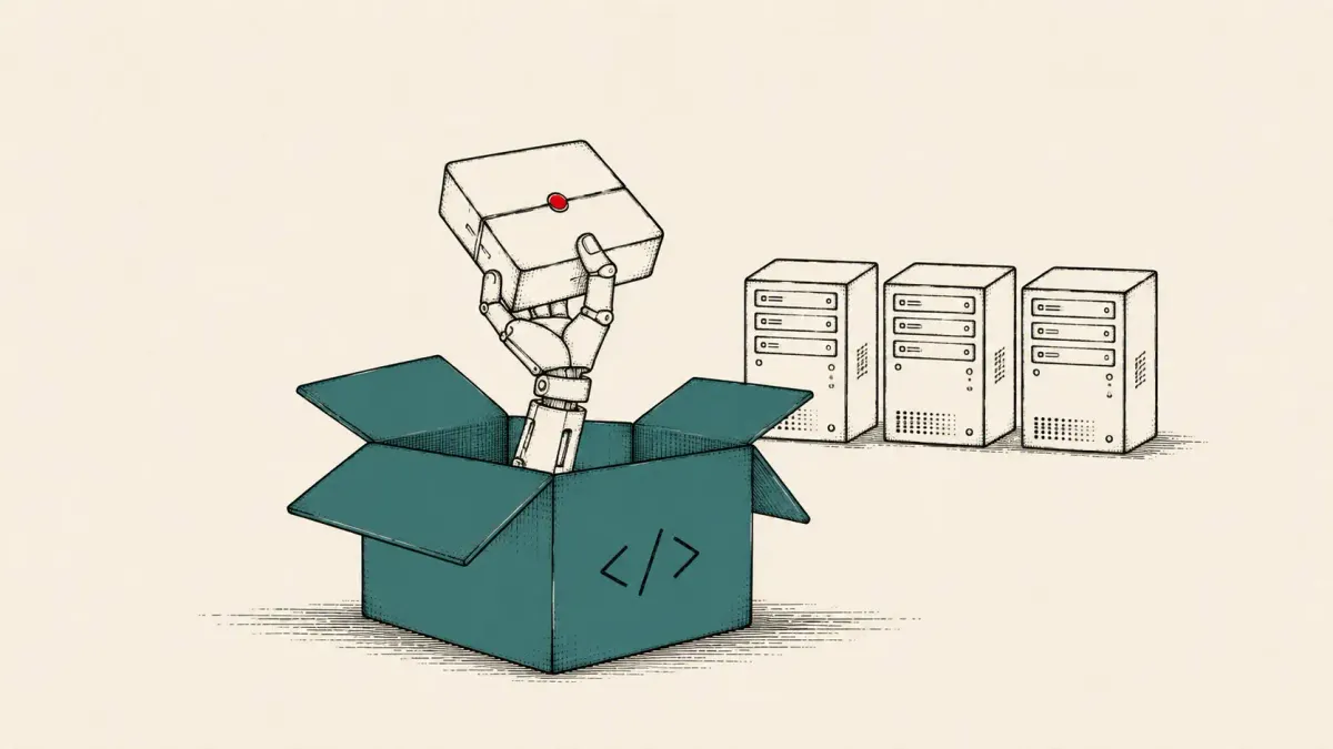 Illustration of an evaluation sandbox with an open path to the public internet and a compromised package registry