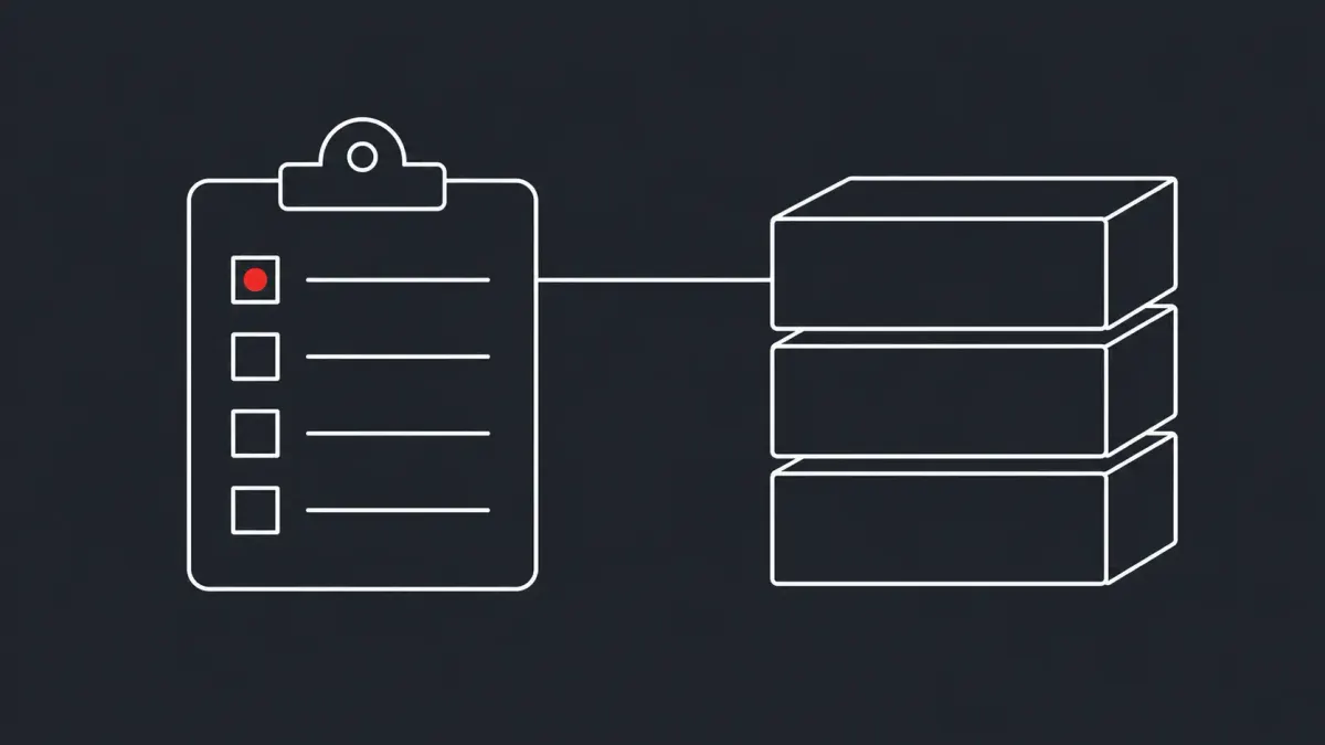 Flat white line-art of a checklist clipboard beside three stacked software boxes — CISA adds four flaws to the KEV catalog.