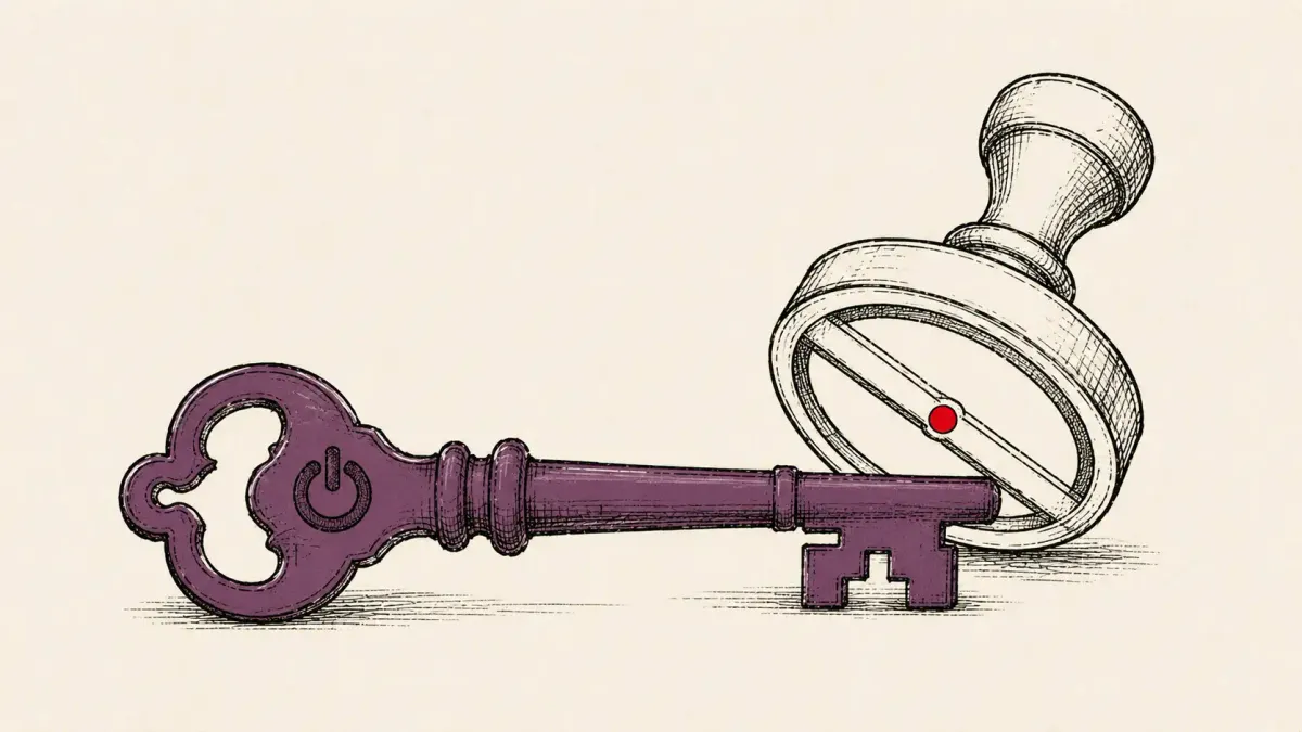 Editorial illustration of an old signed boot key stamped with a revocation mark, marking the coordinated revocation of UEFI shims that bypass Secure Boot.