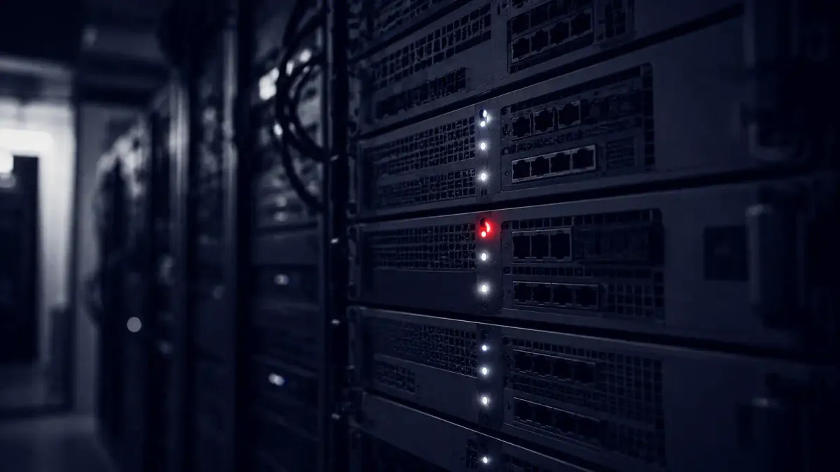 A vector illustration of a shield deflecting a Medusa-head motif over a network of servers, with one flat red alert dot, representing the updated CISA, FBI and HHS ransomware advisory.