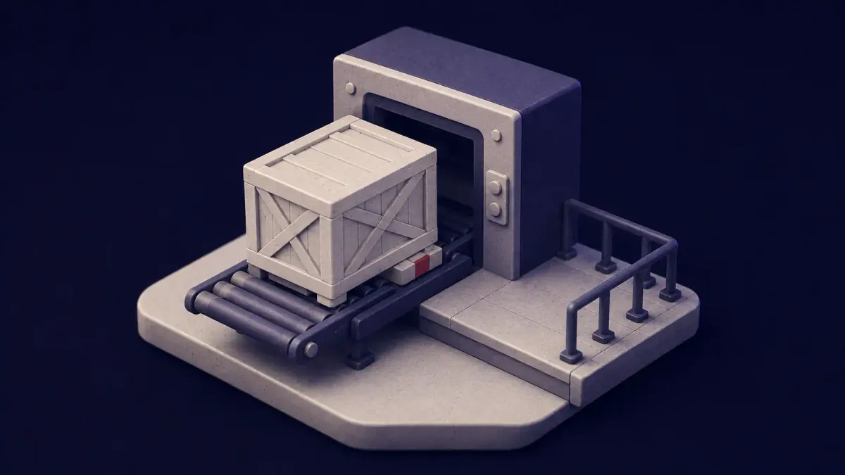 Editorial illustration for a report on the crates.io supply-chain attack that put build-time malware in three Rust crates via a typosquatted proc-macro1 dependency.
