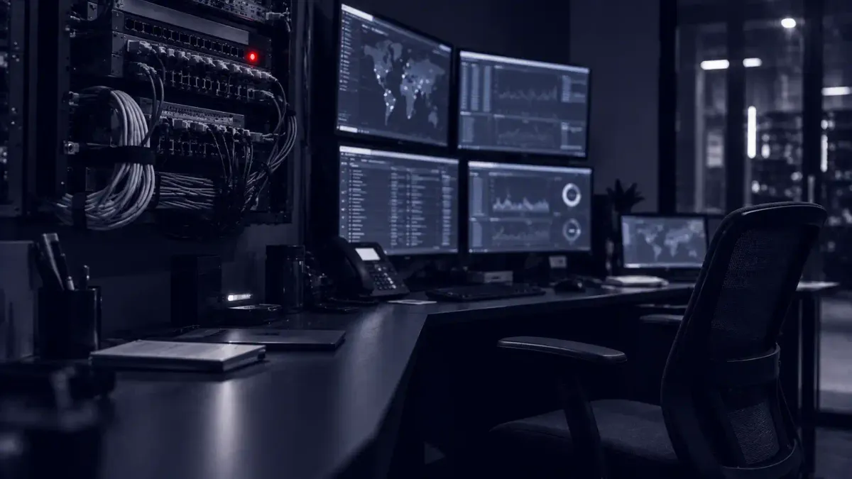 N-able N-central admin console on a screen with a red alert marker, illustrating the CVE-2026-86218 remote code execution hotfix.