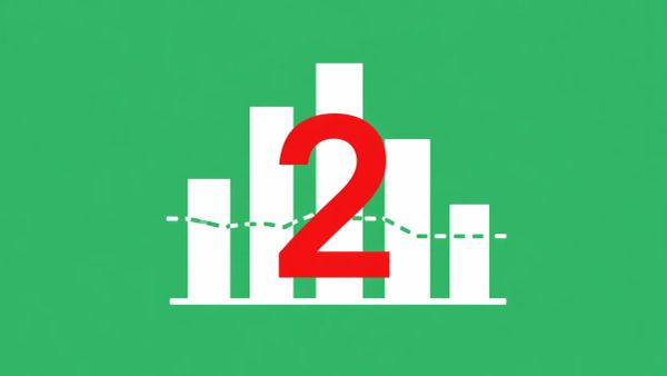 Minimalist white line art of a financial bar chart with a red "2" superimposed, on a solid emerald green background, symbolizing a recurring second data breach.