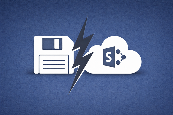 Minimalist vector art of a floppy disk and cloud icon on a crimson background, symbolizing the CISA KEV update for Microsoft flaws.