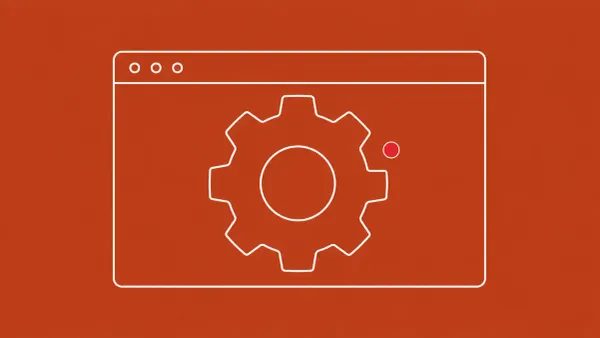 Flat white line-art of a browser window with a cracked engine gear, on a terracotta background — the Chrome V8 zero-day CVE-2026-11645.
