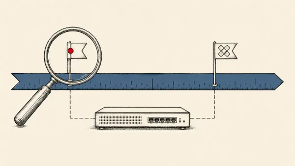 Editorial illustration of a timeline with a wide gap between an early marker and a patch marker, marking SonicWall SMA zero-days exploited weeks before disclosure.