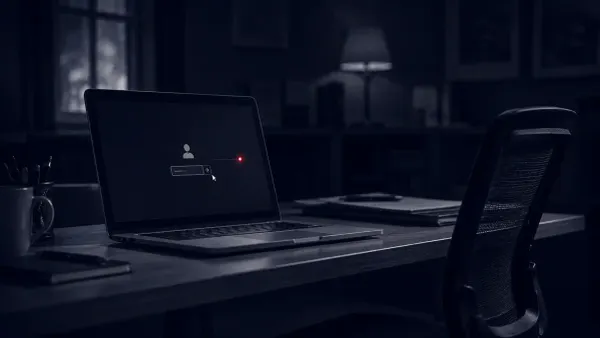 Flat white line art of a laptop screen with a red control dot, representing the macOS Screen Sharing vulnerability under active exploitation.