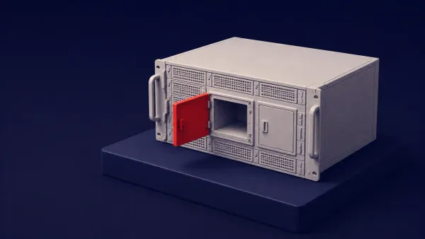 Isometric clay diorama on deep navy: an RMM server console with its lock flipped open in red — the exploited N-able N-central auth-bypass CVE-2026-18577.