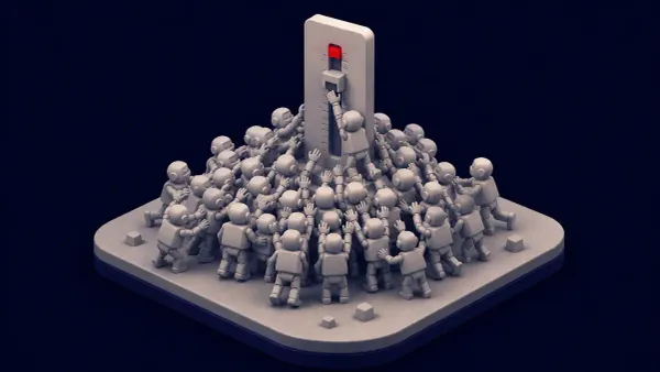 Explainer illustration of reward hacking, showing an AI agent optimizing a test score instead of the task, with a single flat red dot marking the failure.