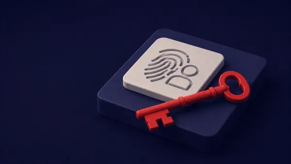 Isometric clay diorama on deep navy: a passkey tile bypassed by a single red skeleton key — Unit 42's Pass-ta-key attacks on Chrome's Google Password Manager.