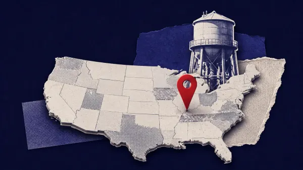 Navy collage: a cut-out US map with three states marked and one red marker — water attacks confirmed across seven states, likely tied to Iran.