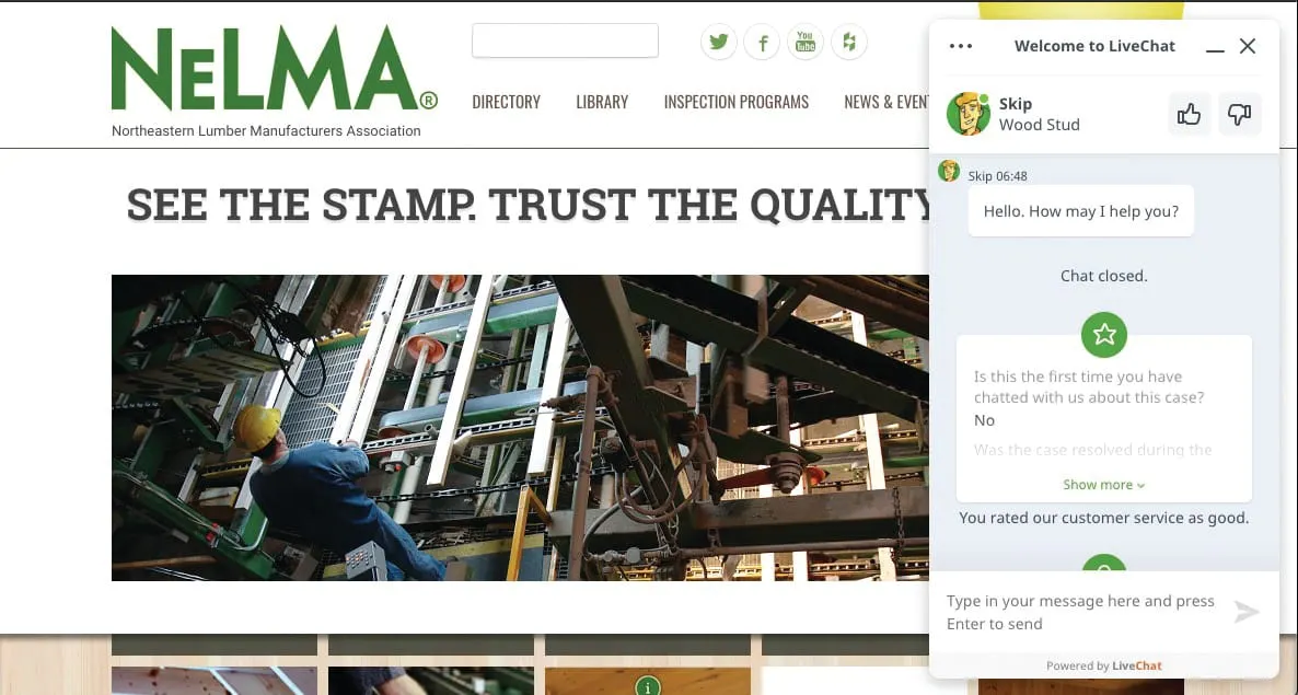 Lumber Website Adds Live Chat