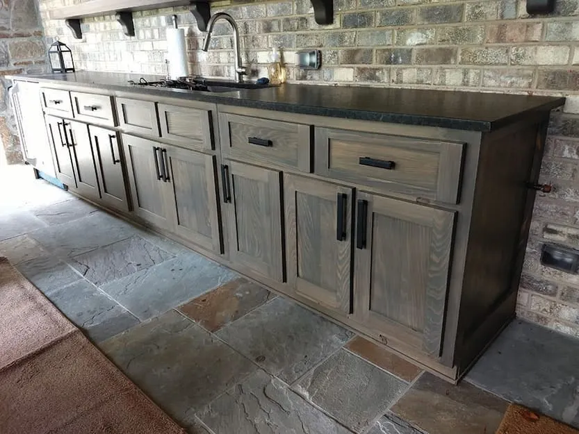 Outdoor Cabinetry Open to Southern Cypress