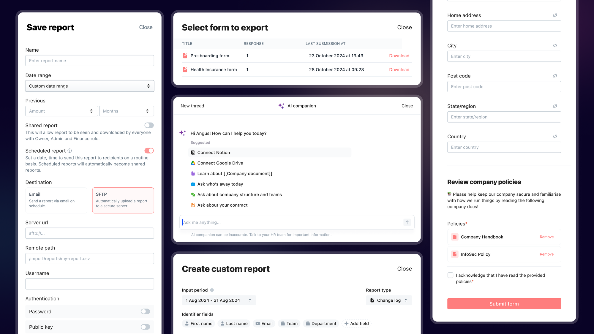 Product Update: Change Log Report, SFTP Export, Workflow Form Enhancements, AI Companion updates