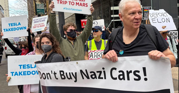 Is a Tesla protest a government story or a neo-Nazi story?