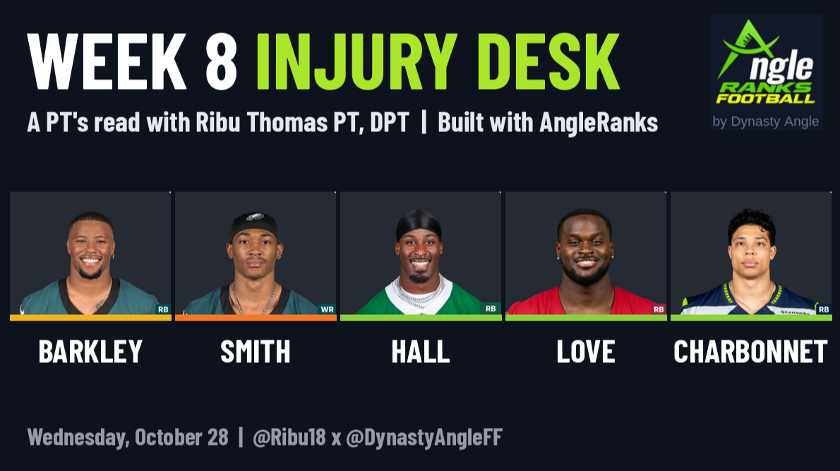 Week 8 Injury Desk: Barkley, Smith, Hall, Love and Charbonnet
