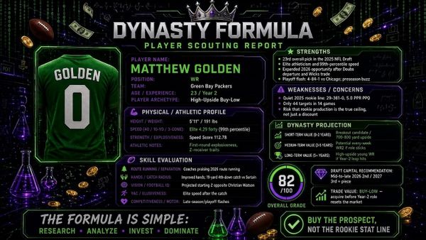 Dynasty Formula Scouting Report: Matthew Golden (WR, Green Bay Packers)