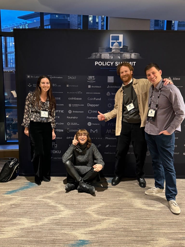 All smiles from the .Org team: Alexis Miller, Dae Moyer, Robbie Heeger, and Zach Bronstein (left to right).