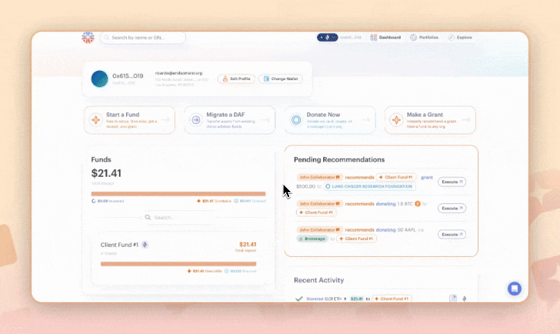 Review and execute suggestions from collaborators right from your fund page.