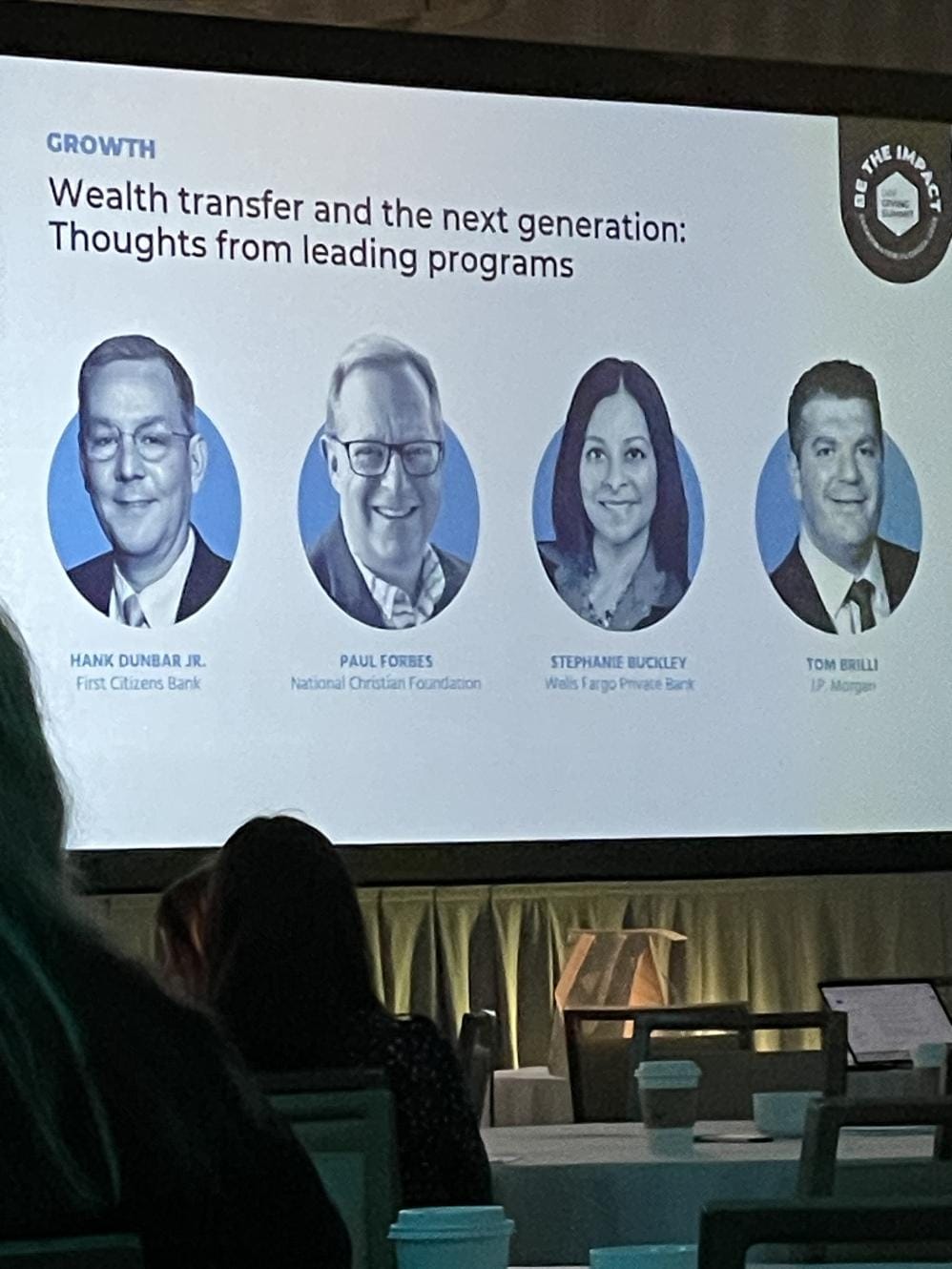 An impactful talk Alexis attended at the conference on generational wealth transfer.