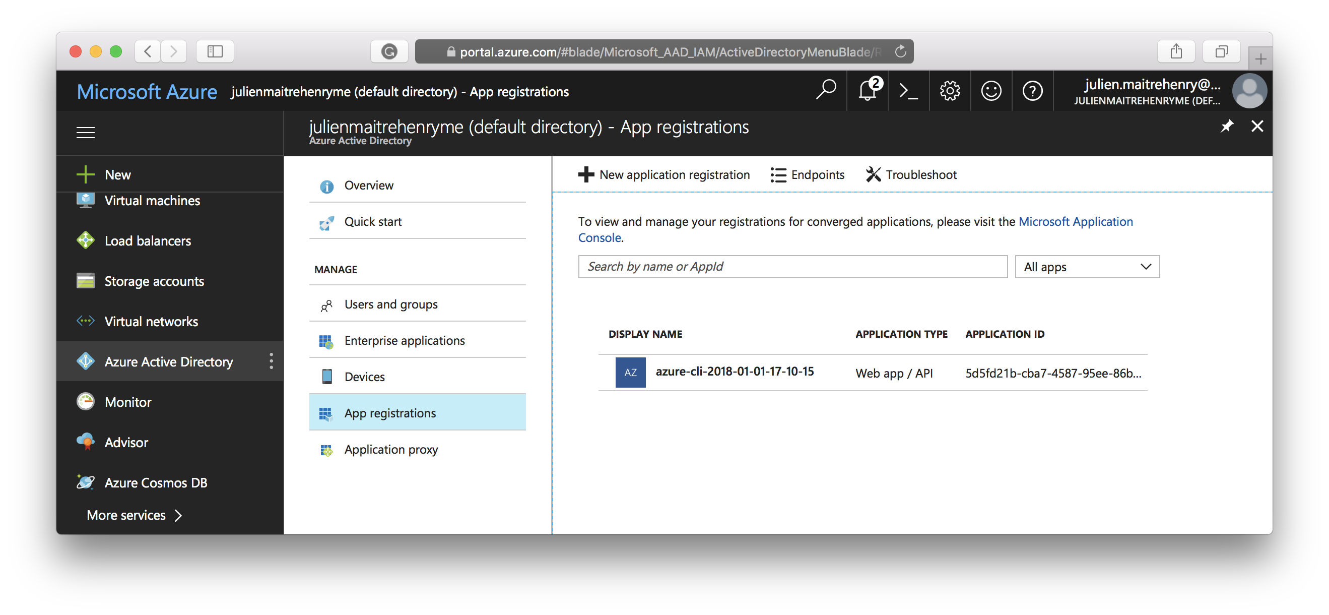 Active Directory - Application list