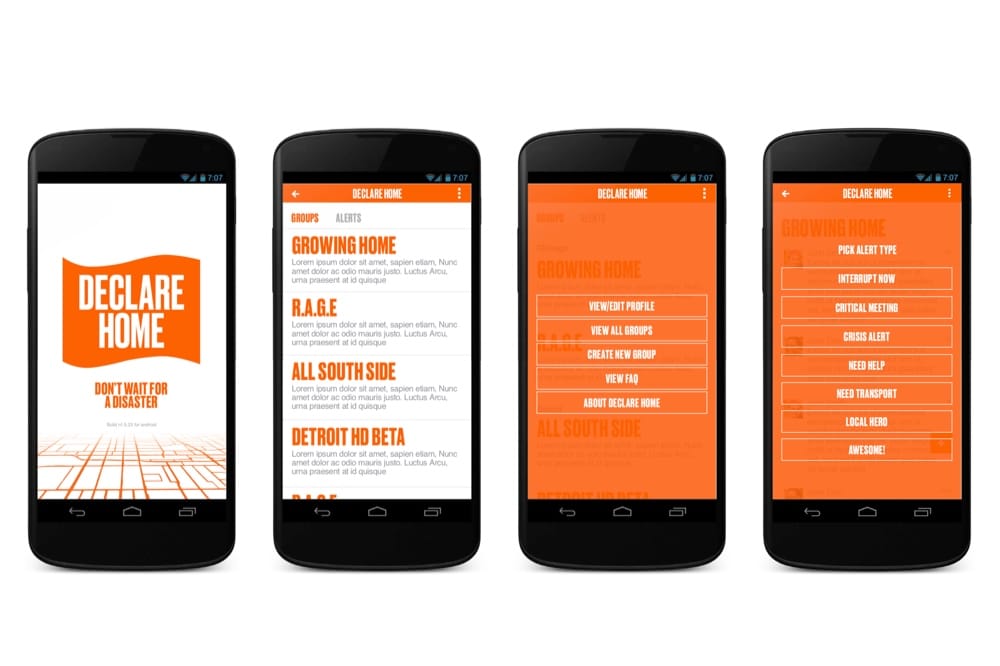 Declare Home concept screens created at Tribeca Hacks Data/Docs Chicago