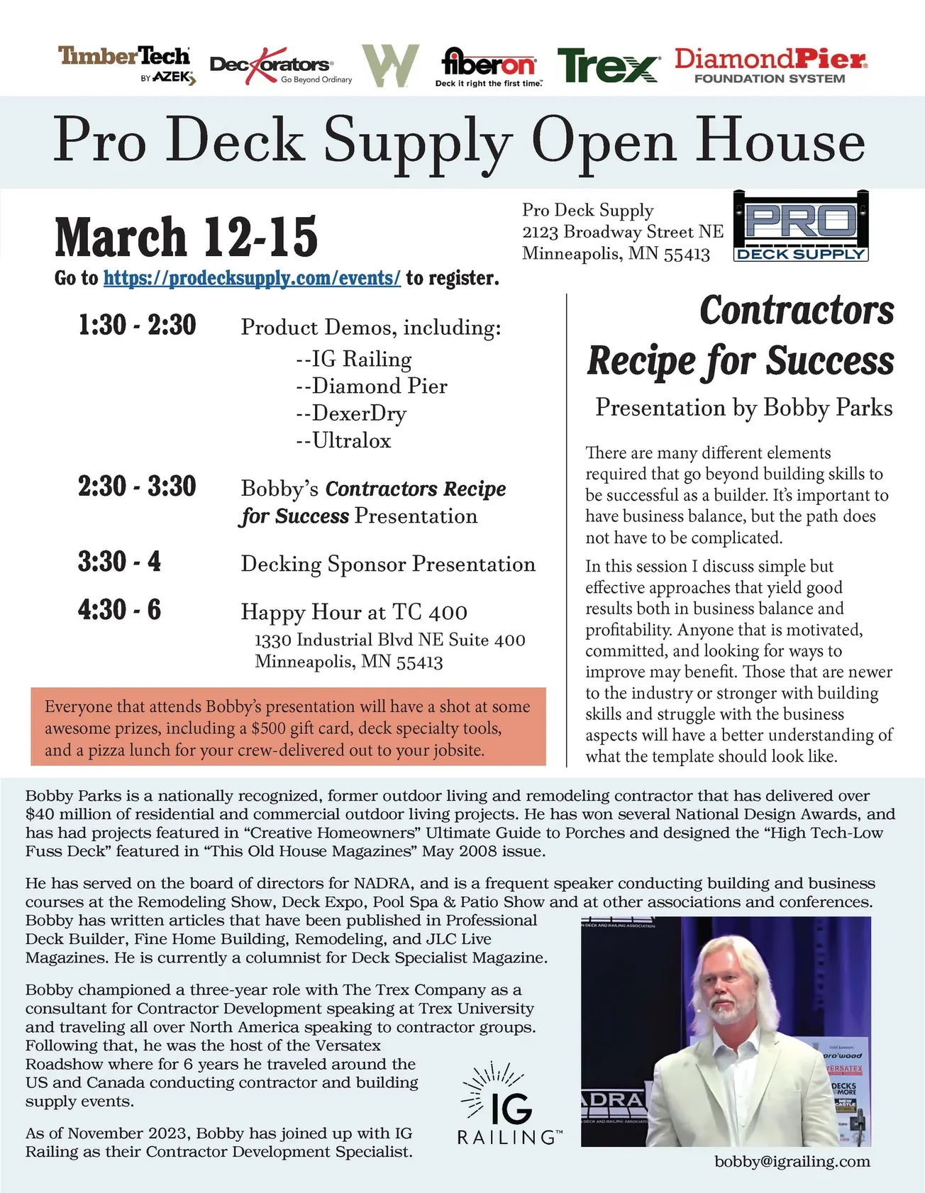 Minneapolis-Based Pro Deck Supply Sponsors Open House