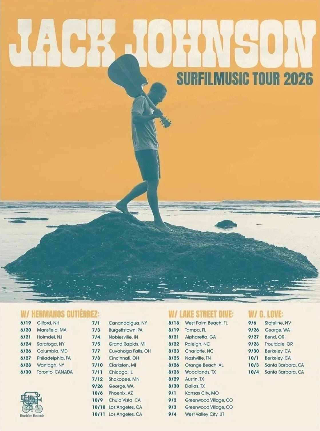 Poster Jack Johnson's SURFILMUSIC Tour
