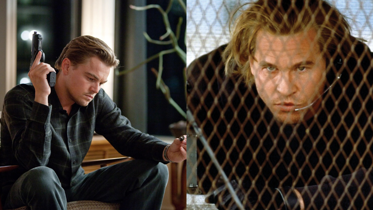 Split image of Leonardo DiCaprio and Val Kilmer