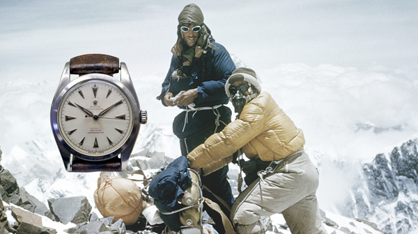 Sir Edmund Hillary and Tenzing Norgay approaching the highest camp on Everest at 8,500 metres, May 1953. Credit: Rolex
