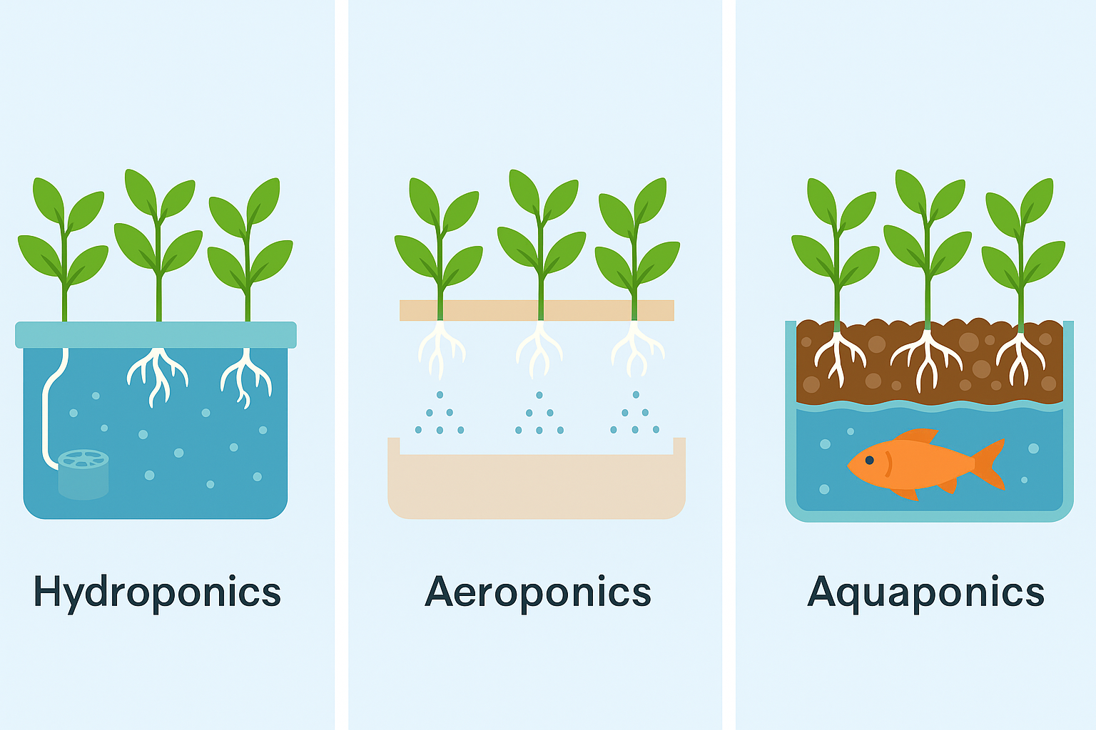 Basics of Hydroponics, Aeroponics and Aquaponics