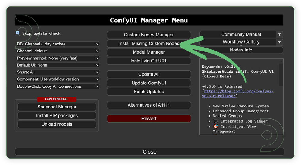 Go to ComfyUI Manager&nbsp; > Click Install Missing Custom Nodes