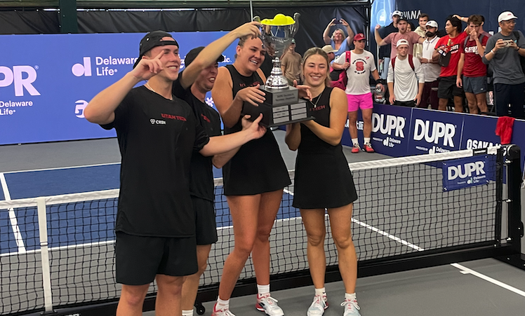 Utah Tech Pickleball Club Celebrates with the National Championship Trophy