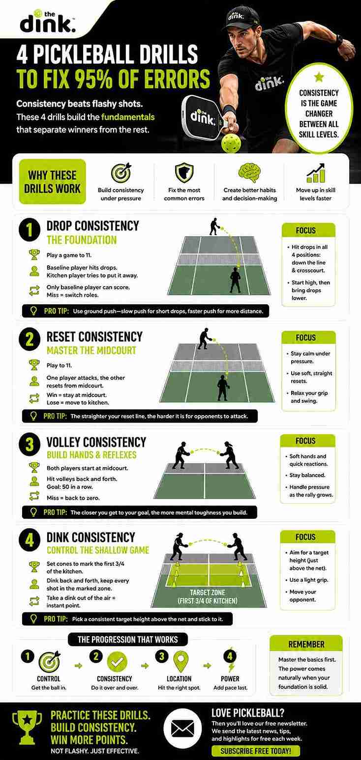 4 Pickleball Drills to Fix 95% of Errors