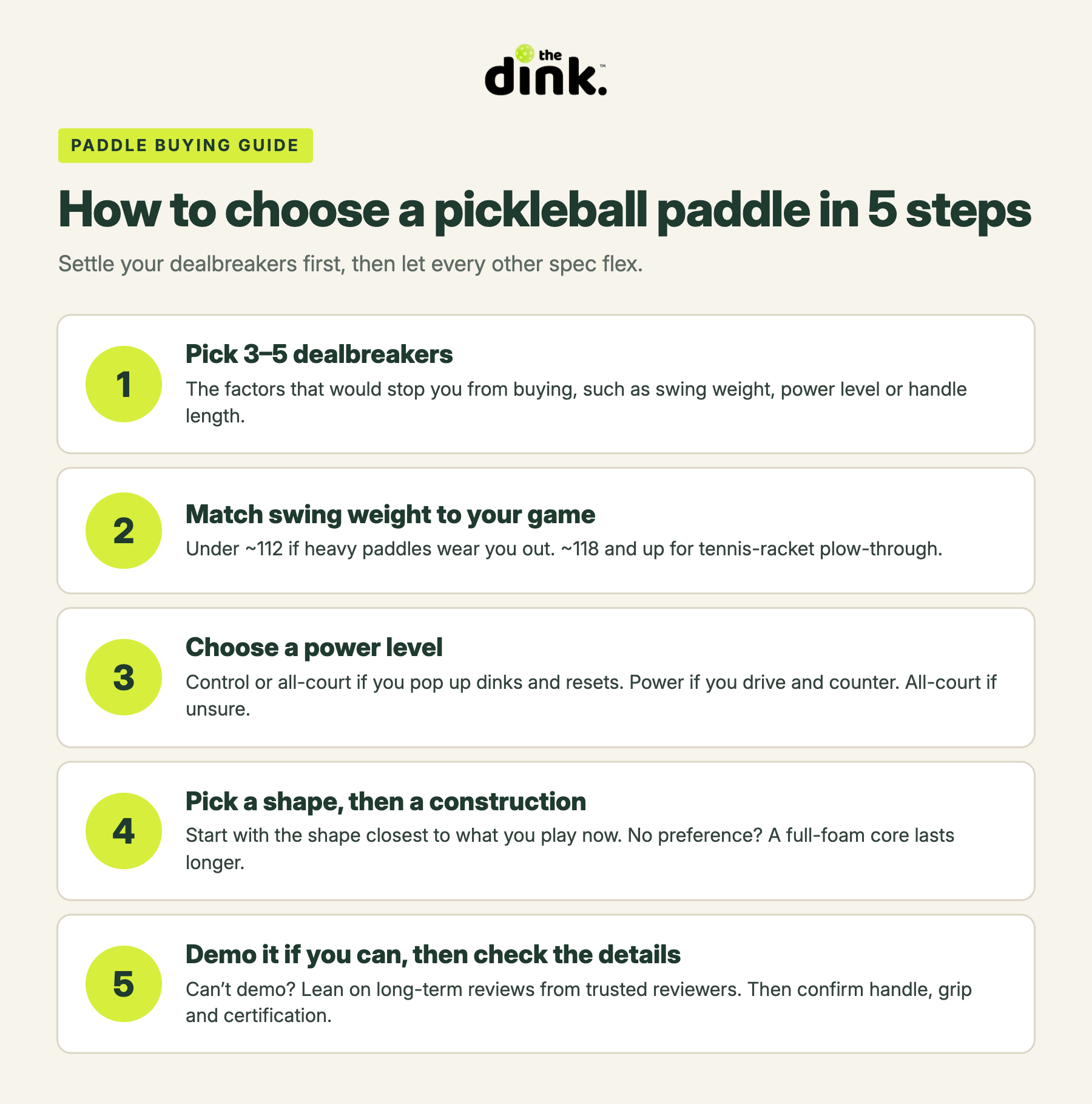 How to choose a pickleball paddle in 5 steps