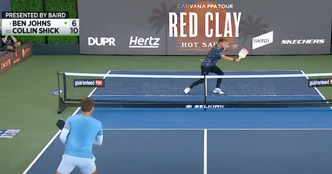 
                                        Collin Shick seems to have mastered the pickleball drop shot, or drop volley
                                    