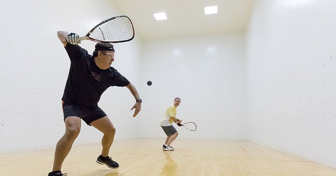 
                                        Returning the pickleball backspin is harder if you're playing a racquetball player, but not impossible.
                                    